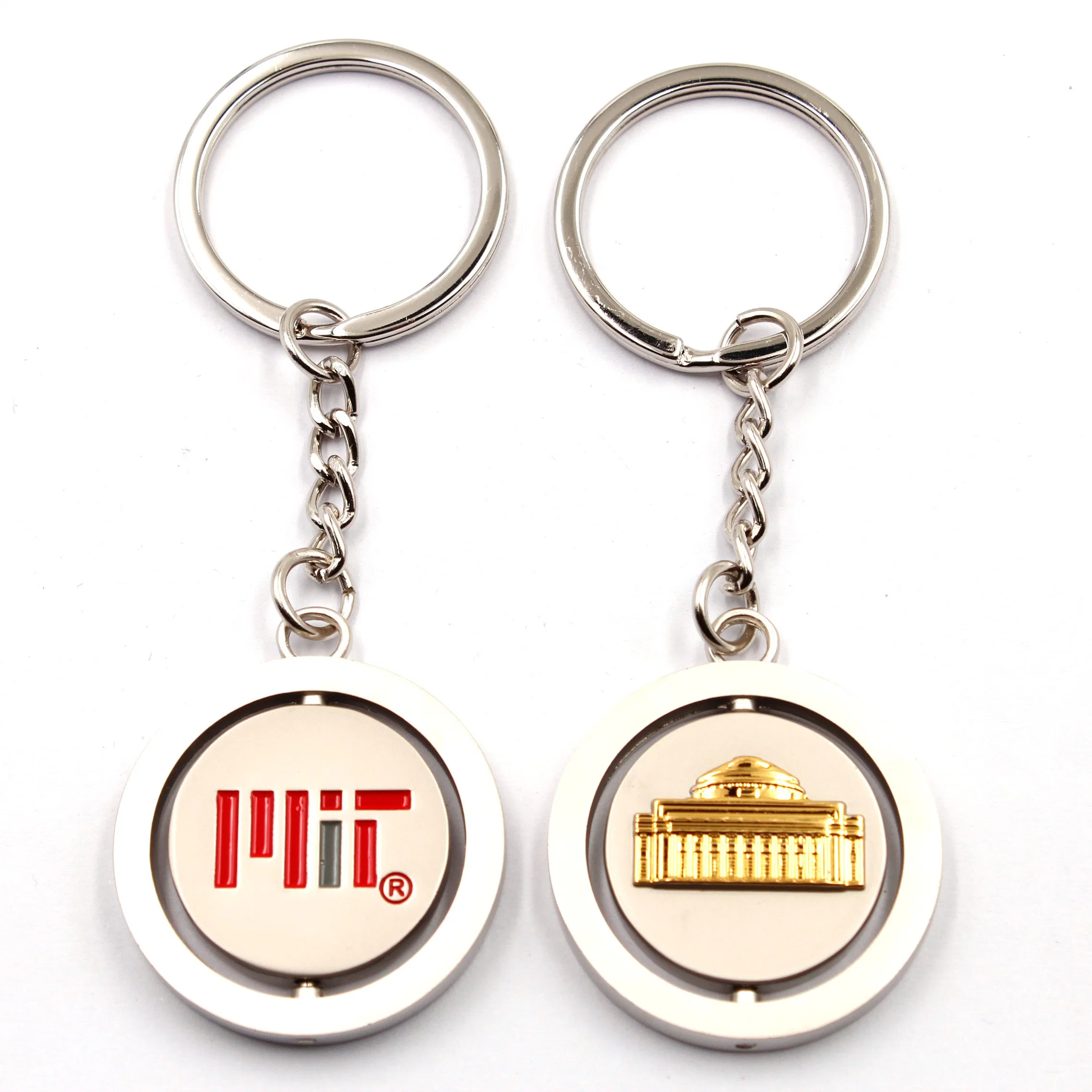 Custom Double Side Rotate Keychain Promotional 360 Degree Rotate Souvenir Keychain 360 Degree Rotating Spinning Metal Keychain