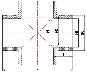 DIN Pn10 CPVC Pipe Fitting Cross 4-Way Branch