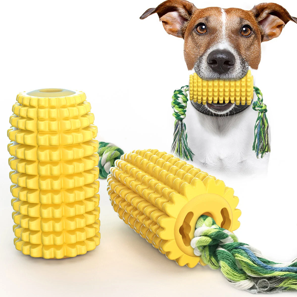 Amazon Hot Sale Dog Toy Corn Molar/Grinding Stick Bite-Resistant Toothbrush Dog Chew Toy with Rope Pet Toy Dog