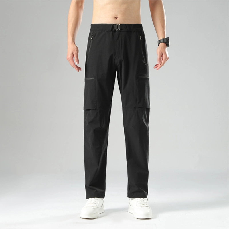 Fashion Trousers Multifunctional Pants Elastic Waist Buckle Zipper Pocket Skin Friendly Pants for Men