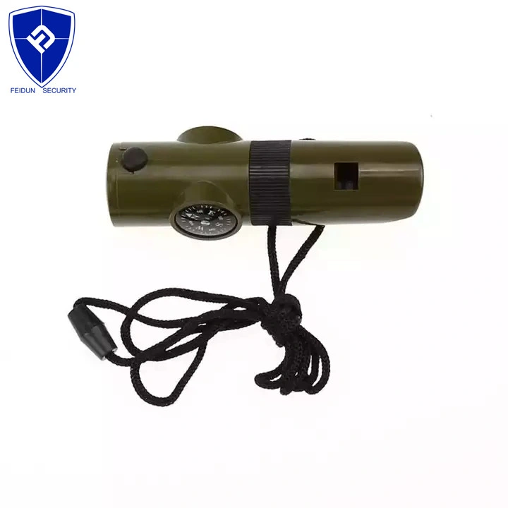 7 in 1 Mini Flashlight Magnifier Tools Sos Survival Kit Camping Survival Whistle with Compass Thermometer