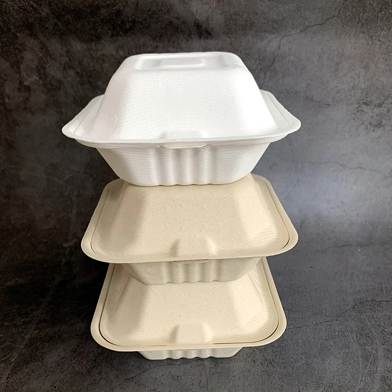 شعار 6 بوصة مخصص نوع كيميائي من قصب السكر Bagasse Takeway الغذاء الحاوية