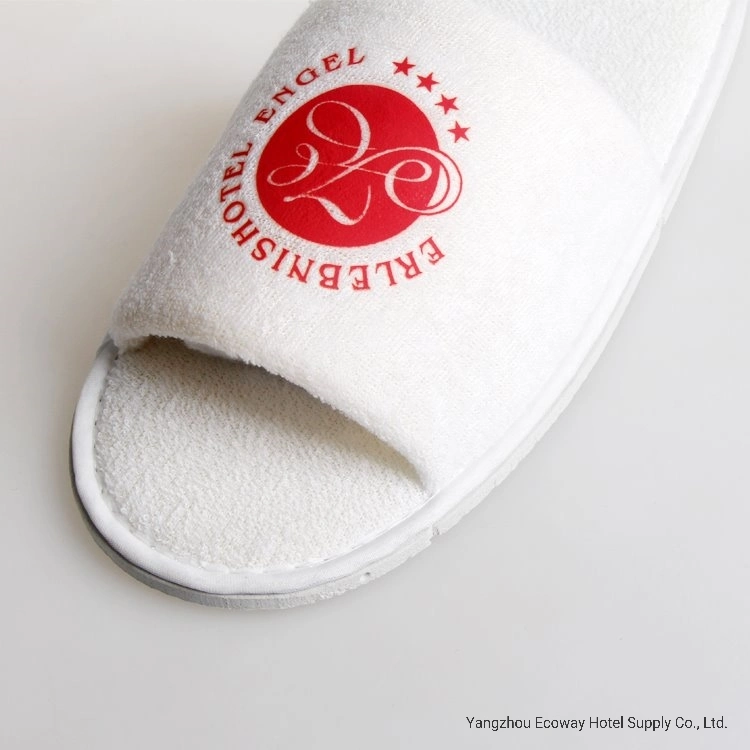 Custom Printed Red Logo Towel Hotel Men Slippers