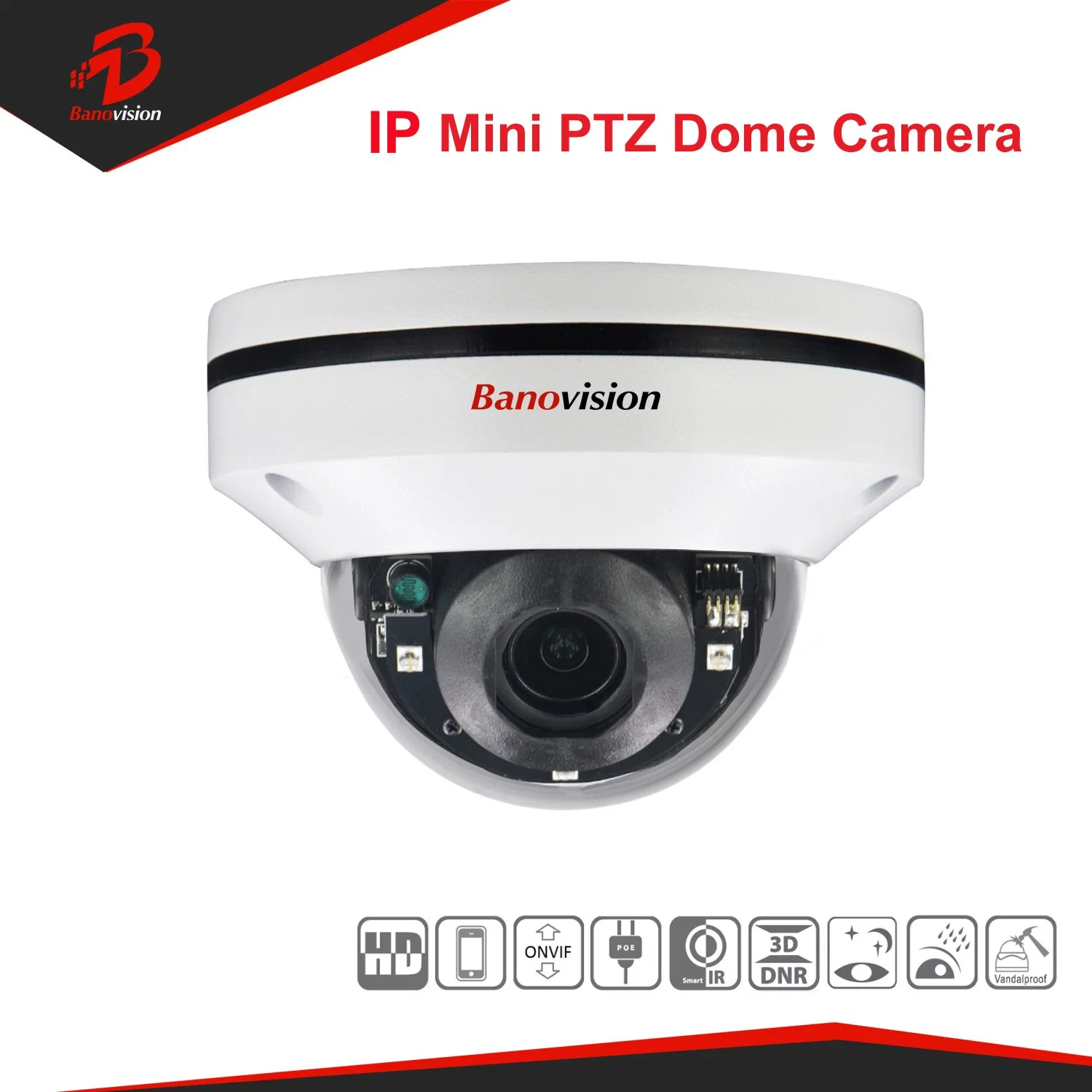 Cámara PTZ minidomo IP 5MP 3X con lente motorizada