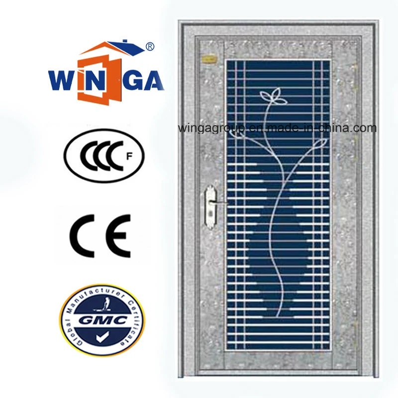 Hot Sale Front Entry Sun Proof Silver Color with Glass Stainless Steel Security Metal Door