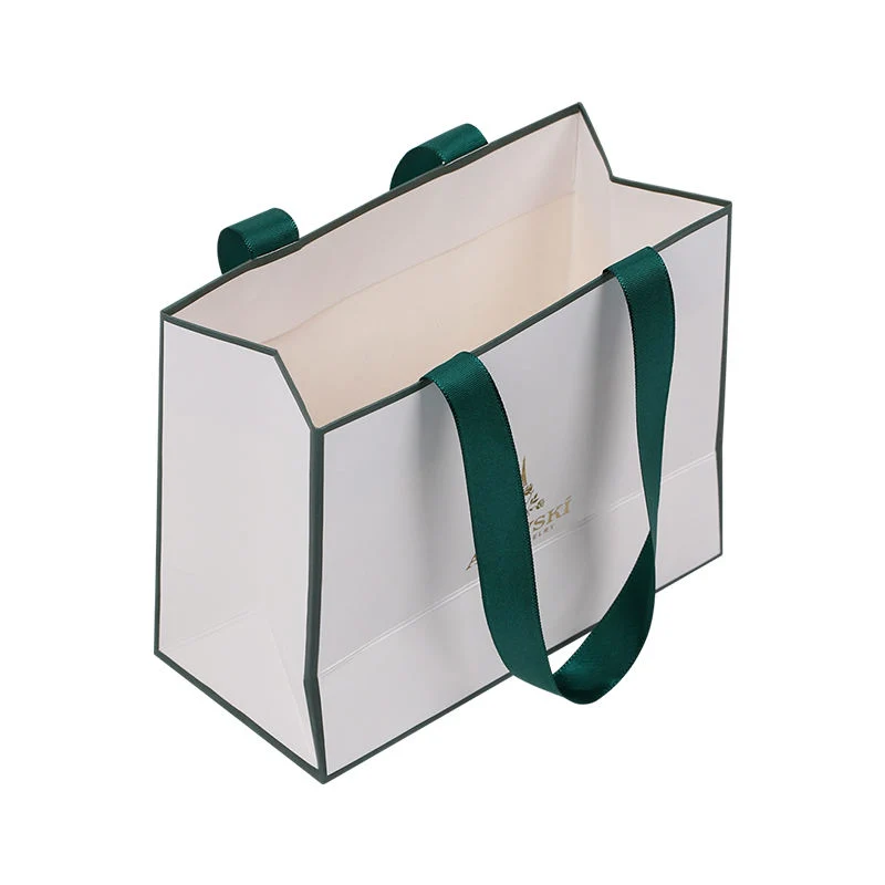 Paper Packing Green Paper Kraft Bags Shopping Bags Free Design Custom Craft Packaging Bags Max with Ribbon