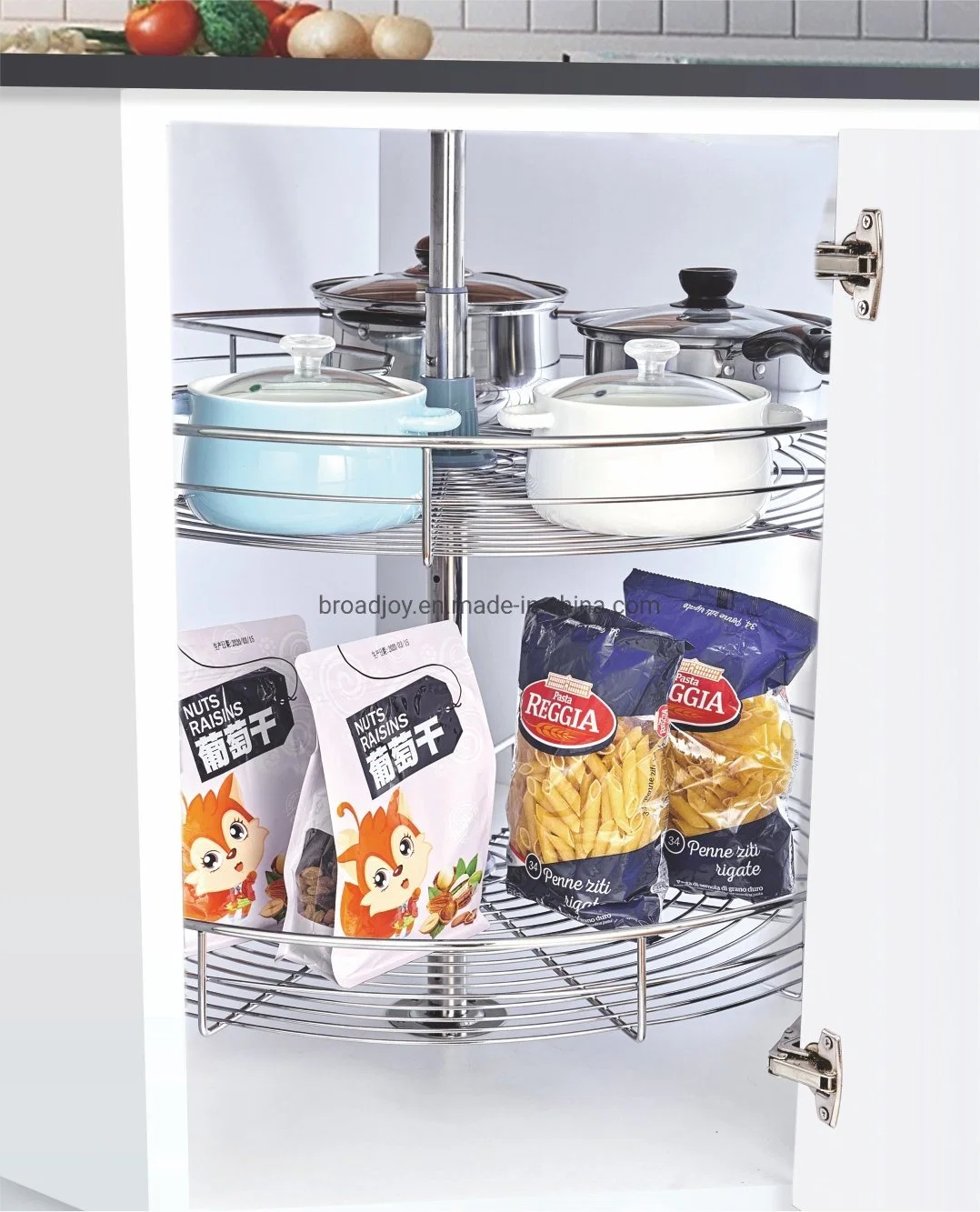 Popular Furniture Modular Cabinet Accessories Corner Swivel Basket Kitchen Drawer System