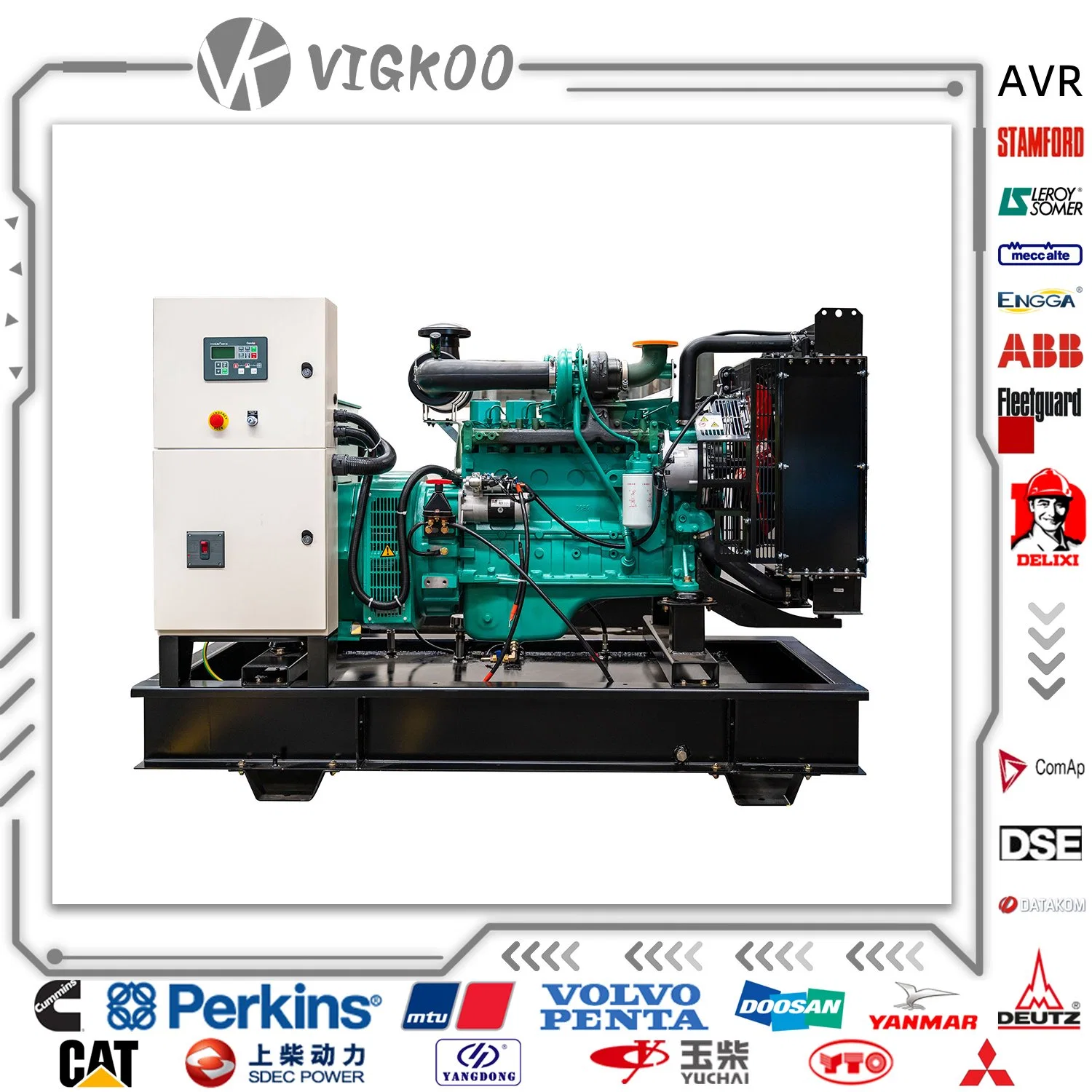 Alimentation électrique 20 kVA à 2400 kw Groupe électrogène Diesel à châssis ouvert