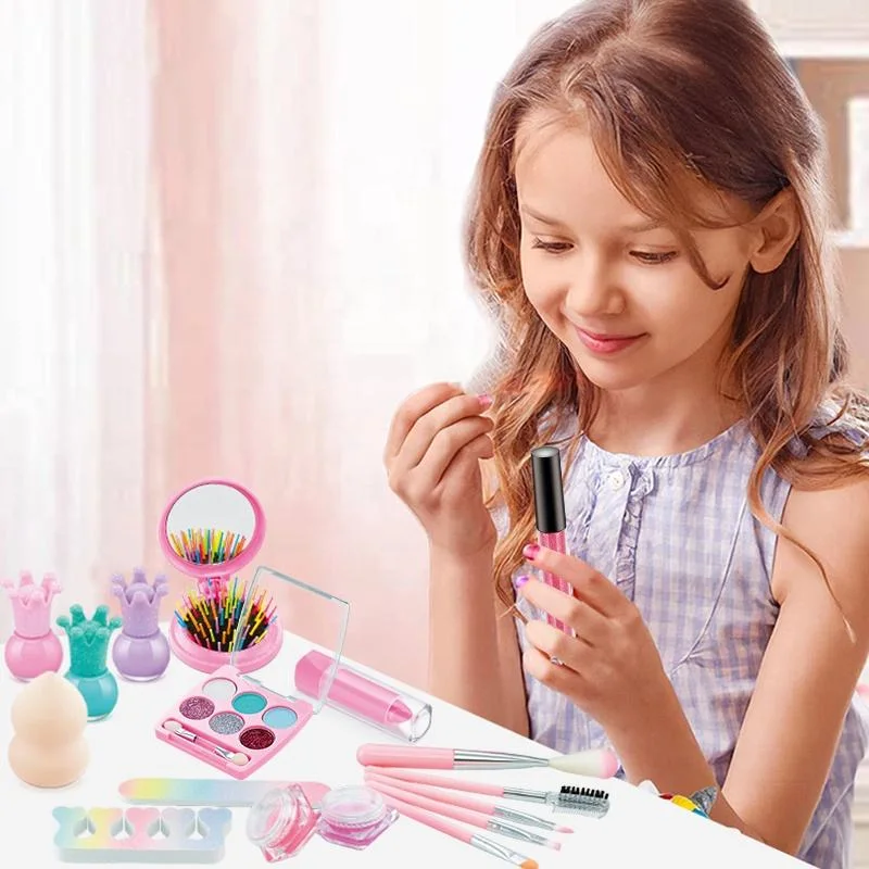 Fashion Gift Girl Cosmetics Princess Nails Dress up Kids Makeup Kit Toy