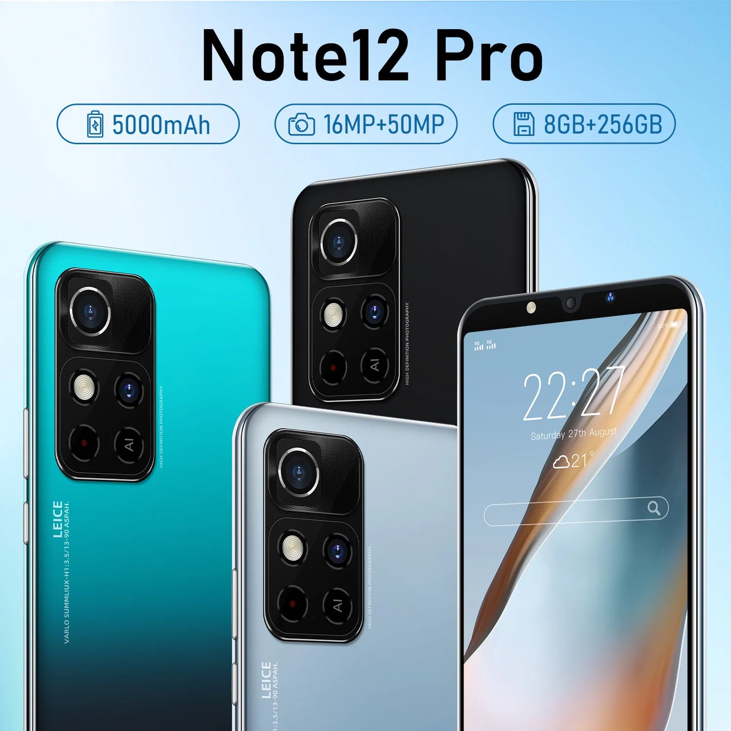 Special Offer New Note12 PRO Android Smartphone Android 12.0 5g Cellphone 5.8 Inch 8GB+256GB 16MP+50MP Mobile Phones