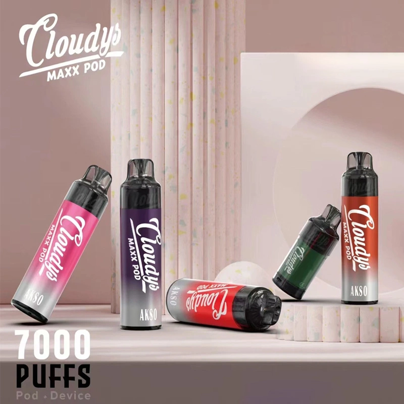 Akso Cloudys 7000 Puff Vape Kit Zbood OEM ODM Malaysia 2/5% 5800 on-The-Go 15000 Supbliss Bou Zigarette Disposable/Chargeable Vape