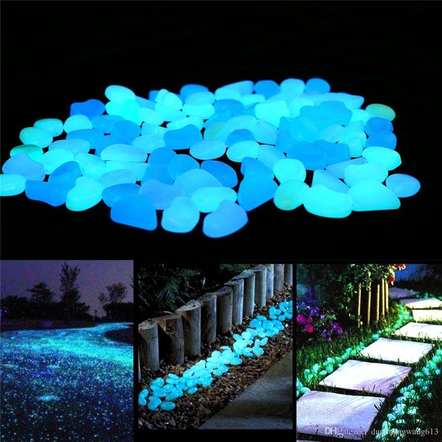 Brilla en el jardín oscuro Piedras luminosas decorativas En azul