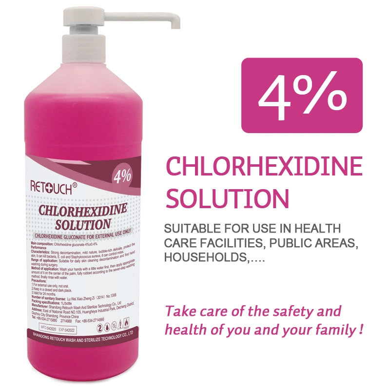 700 ml de solution de chlorhexidine à 4% gommage chirurgical antiseptique pour les mains avec queue d'Hosp Désinfectant pour les mains