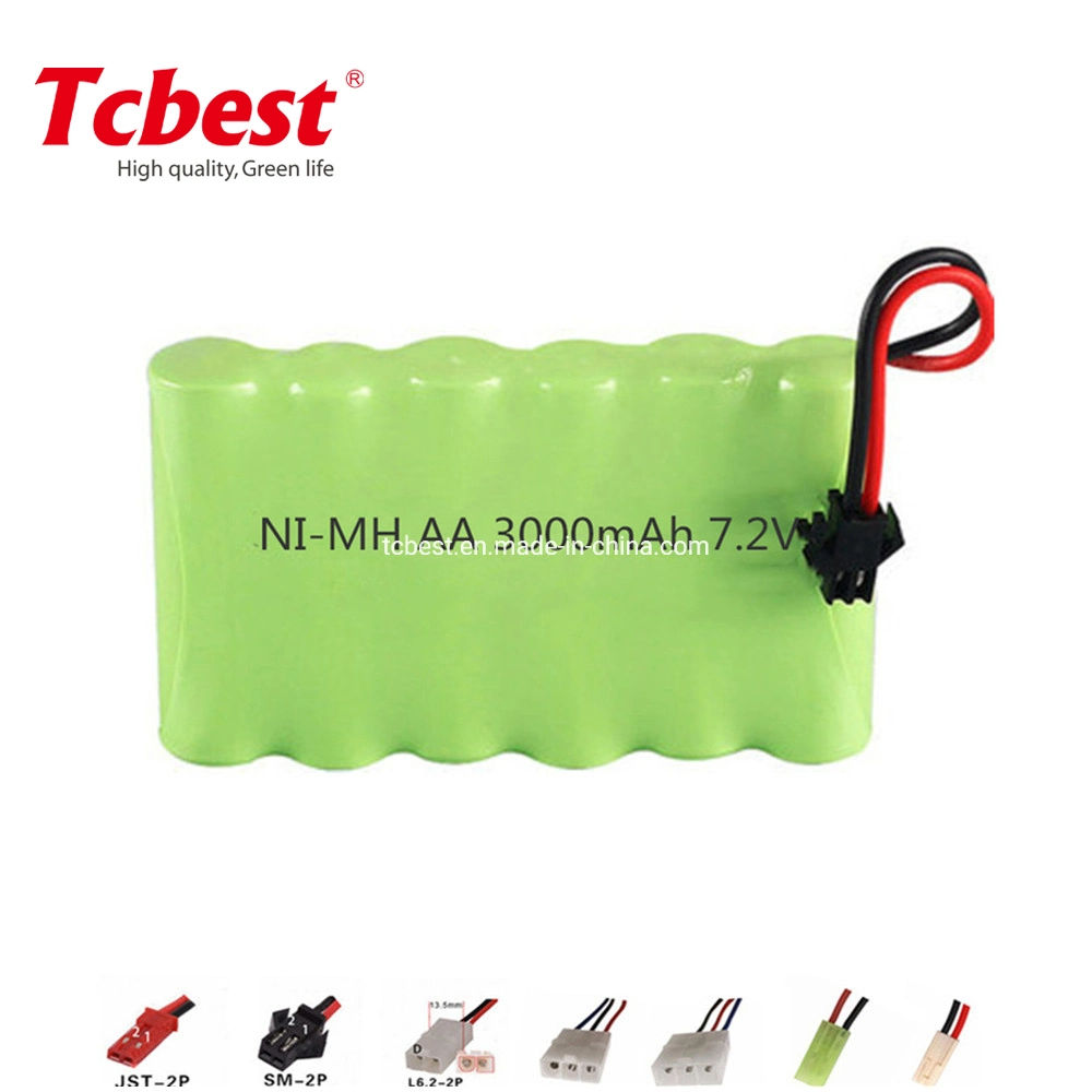 Factory Direct 7.2V 3.6V 4.8V 6V 8.4V 9.6V 10.8V 12V 13.2V 14.4V 24V AA AAA C D Sc F Ni-MH AA 3000mAh Rechargeable Battery Pack with CE for Trucks Boat