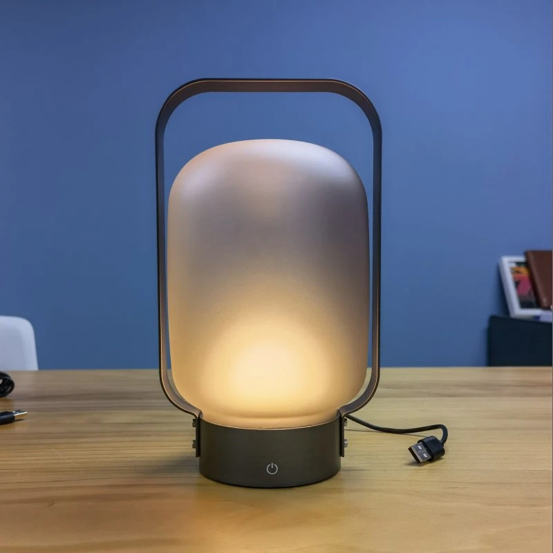 Stylish Touch Switch Dimmable Aluminum Glass LED Cordless Table Lamp with Rechargeable Battery Operated for Hotel Restaurant Livingroom Bedroom Table Lamp