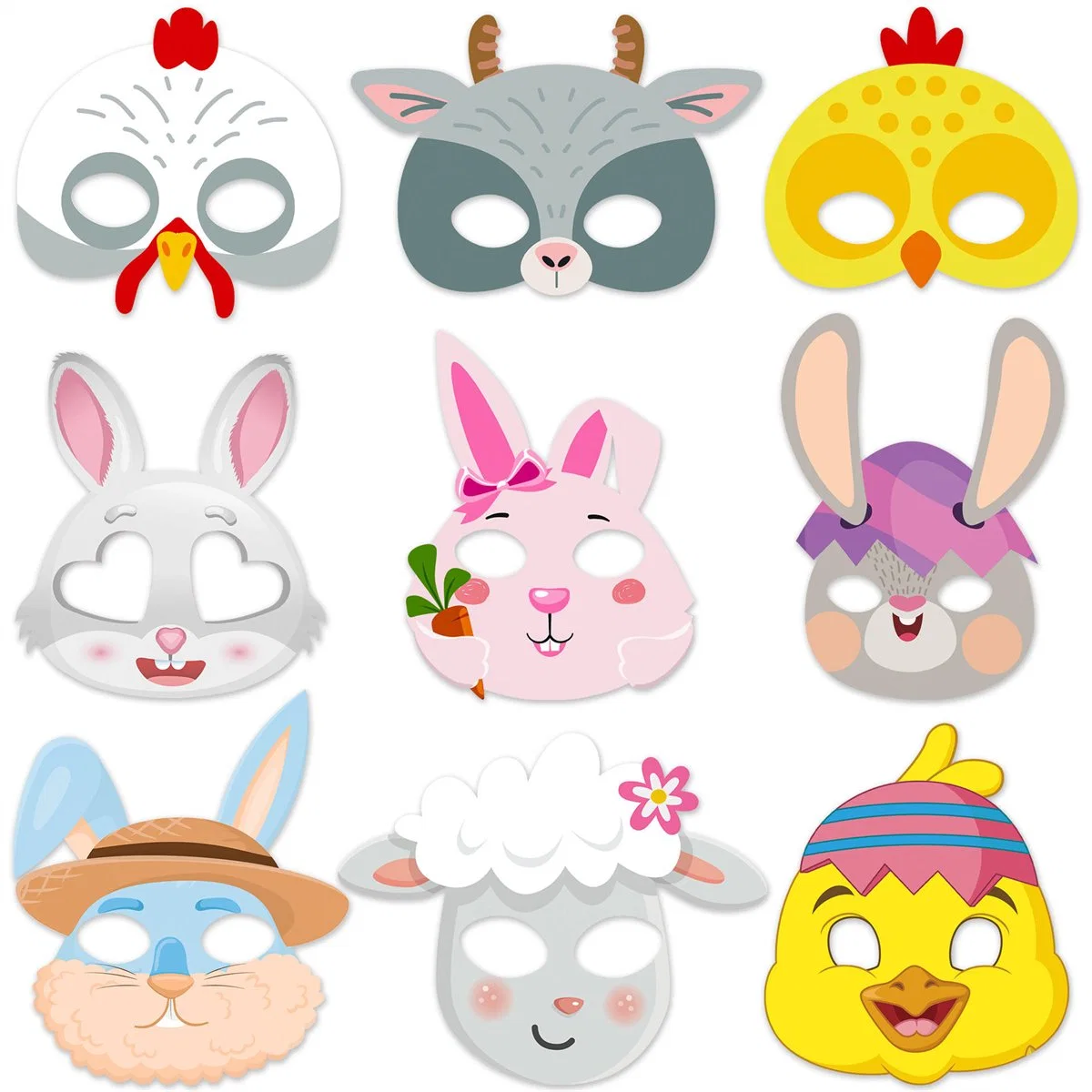 Easter Paper Masks Animal Pattern Adult Kids Easter Festival Party Decoration