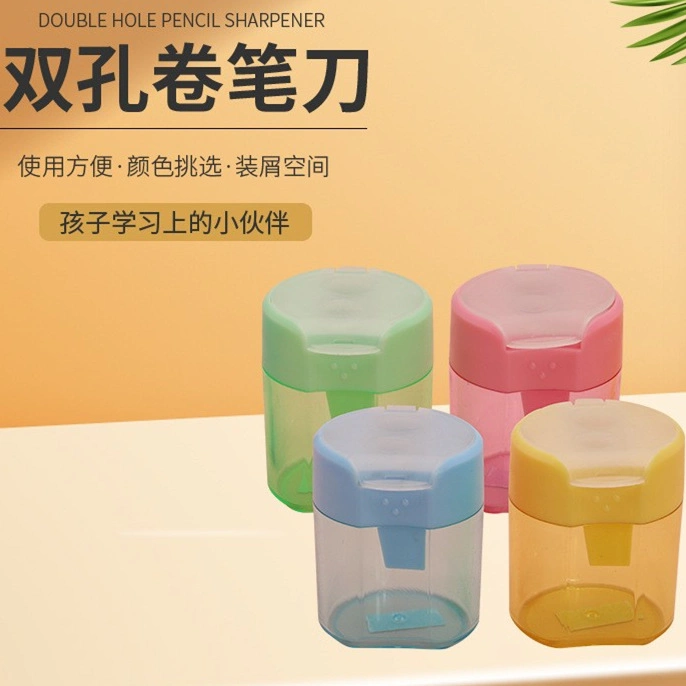 Double-Hole Transparent Stationery Pencil Sharpener