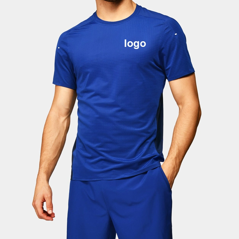 Slim Fit Color Block Hommes Gym Sports T-shirts avec Bande Réfléchissante