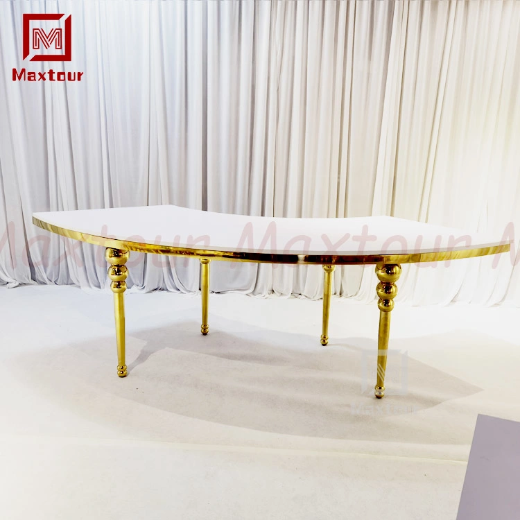 Big Round Half Moon Shape Gold Stainless Steel Wedding Event Dining Tables