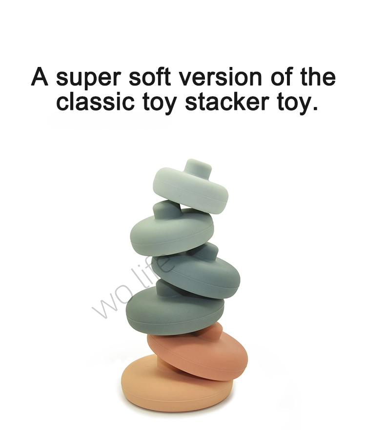 Silicone Rainbow Stacking Ring Tower Game Blocks Baby Montessori Toys