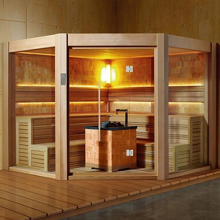 Large Size Polished Surface Finished Solid Wood Luxury Sauna Room