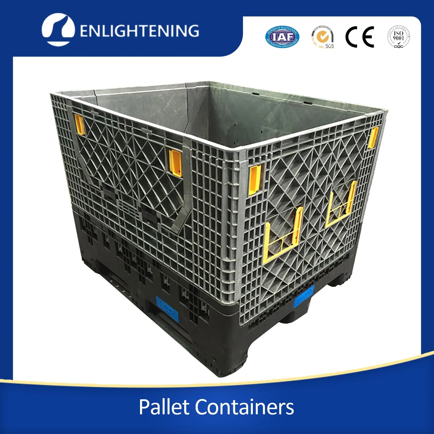 Big/Large Industrial HDPE Heavy Duty Warehouse Storage Stackable Folding/Foldable/Collapsible Plastic Pallet Bin/Box/Container for Auto Parts Industry Logistic