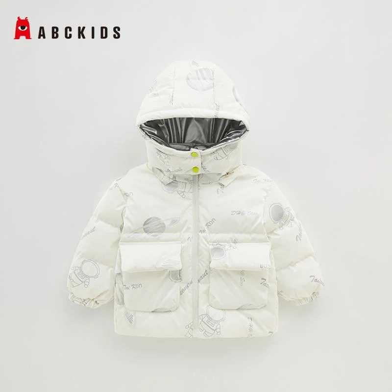 Abckids Children &prime; S Down Jacket Fabric Reflective Disposable Short Style Coat 90down