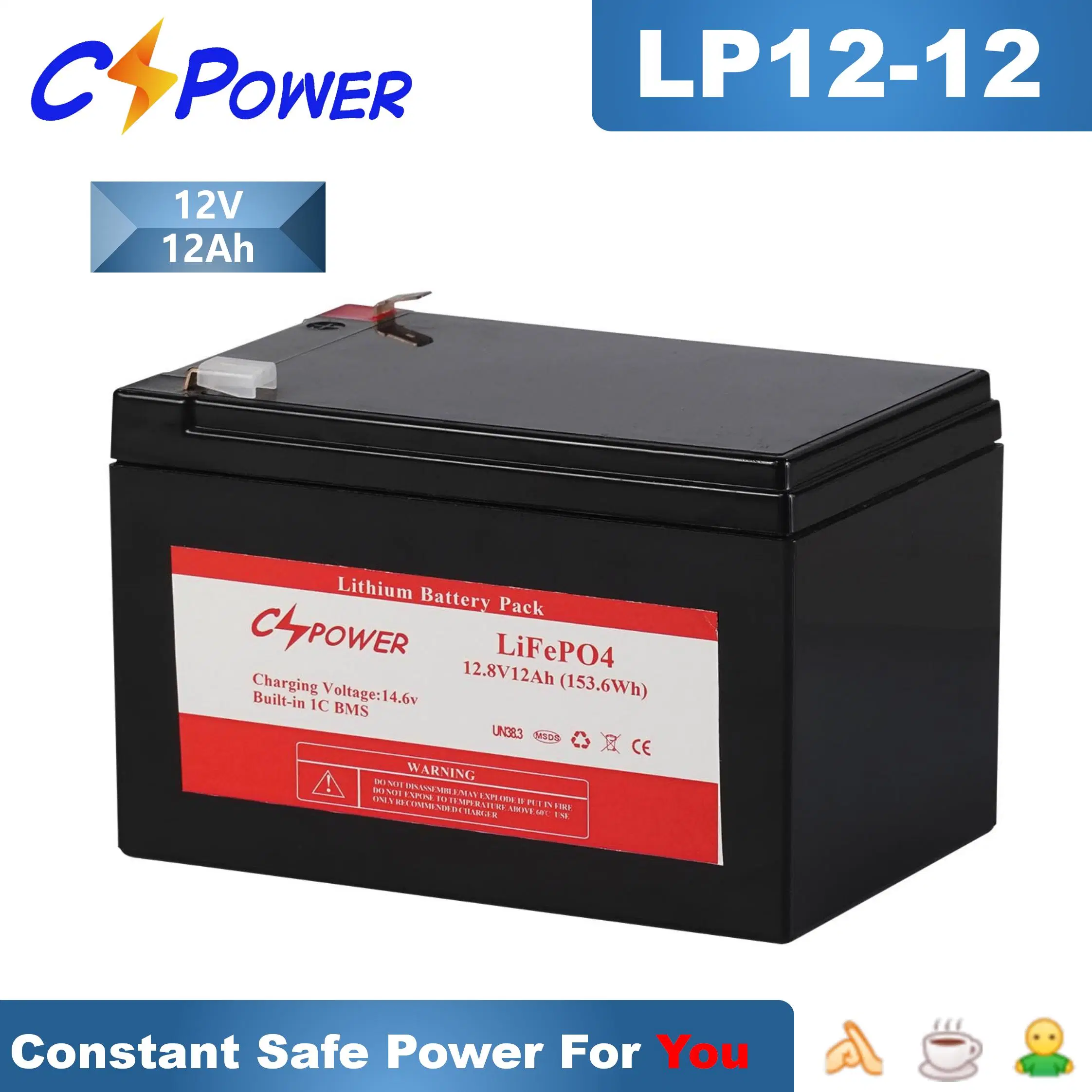 Outil d'alimentation rechargeable à pile au lithium pour stockage LiFePO4 12V7ah /Solar