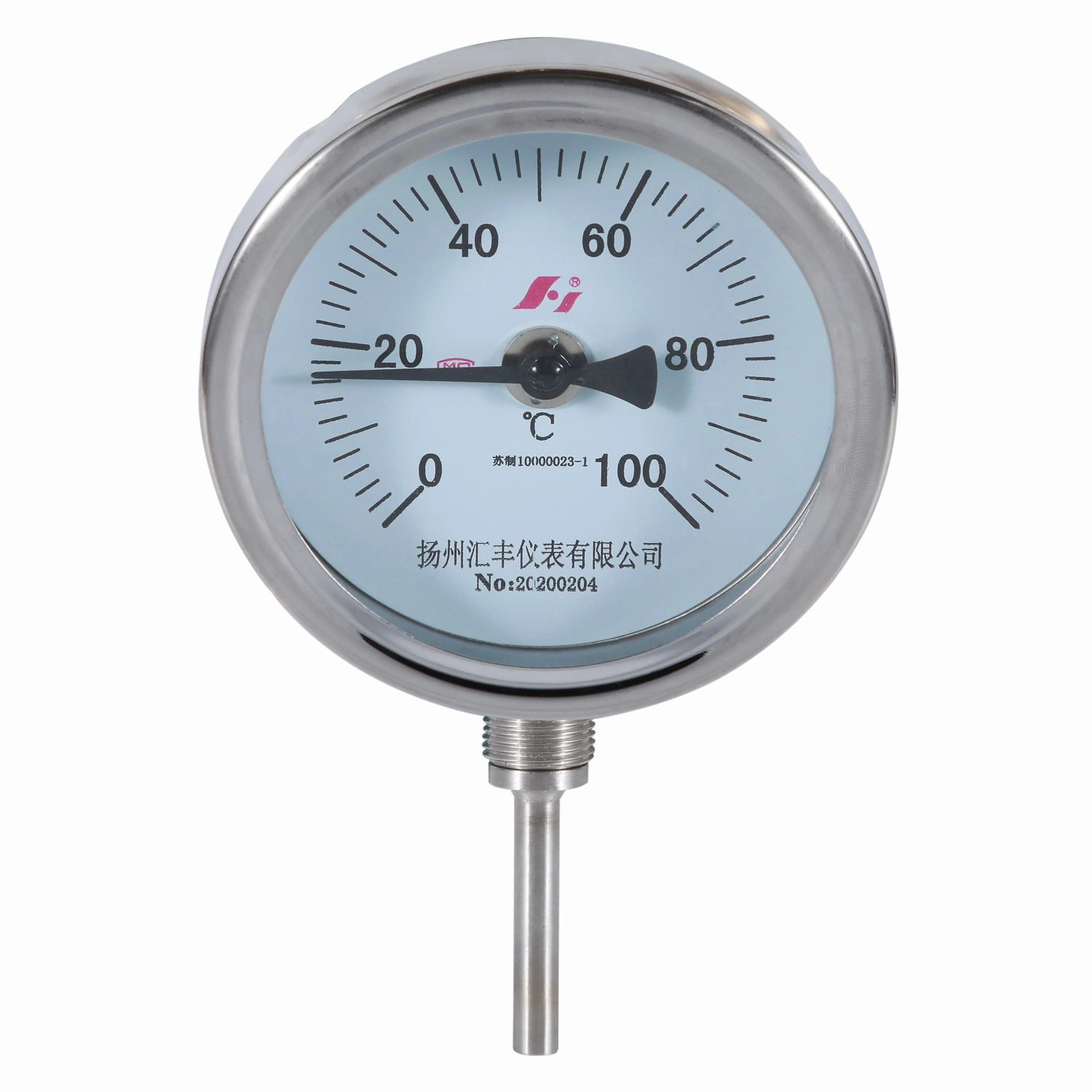 100 mm Stainless Steel Bimetal Thermometer with Accuracy 1.5%