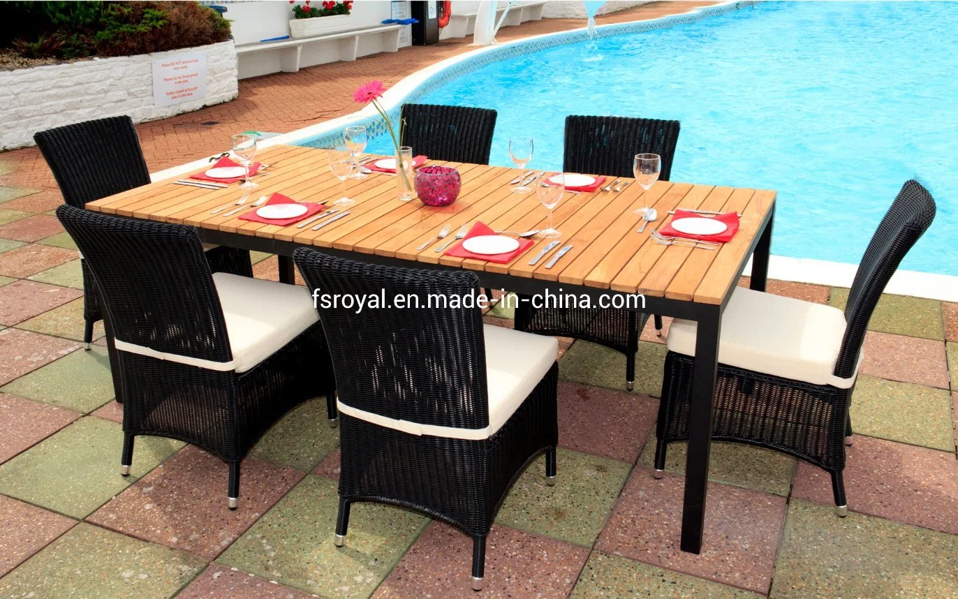 Commerce de gros meubles de jardin piscine meubles en rotin ensemble à dîner Table et chaises en aluminium de l'hôtel Patio Set de meubles de salle à manger