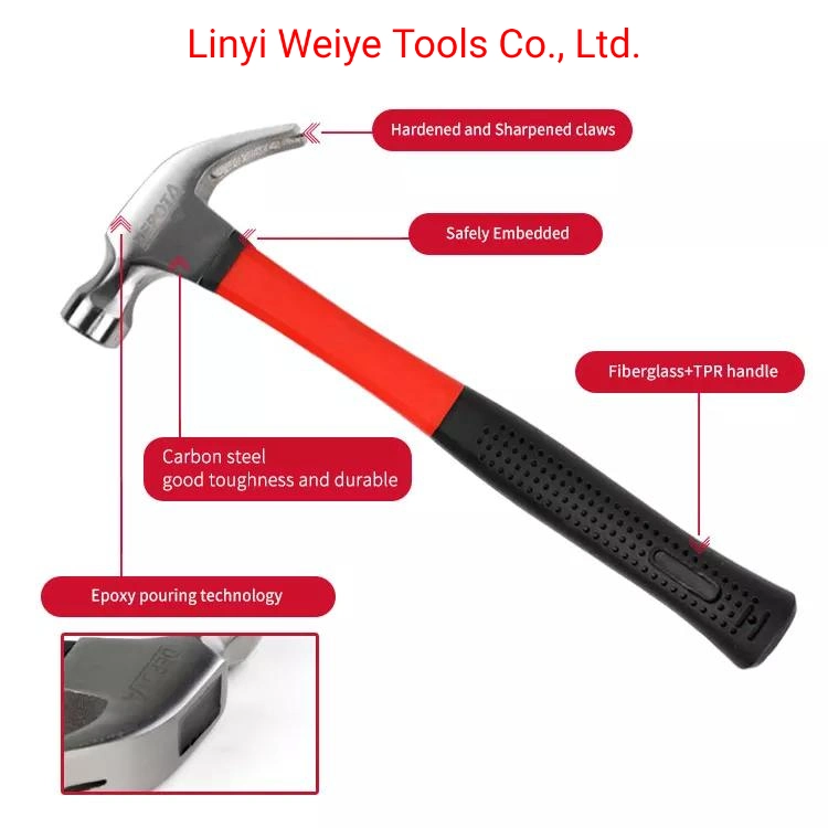 Economy Type Cheaper Claw Hammer with Fibergalss Handle