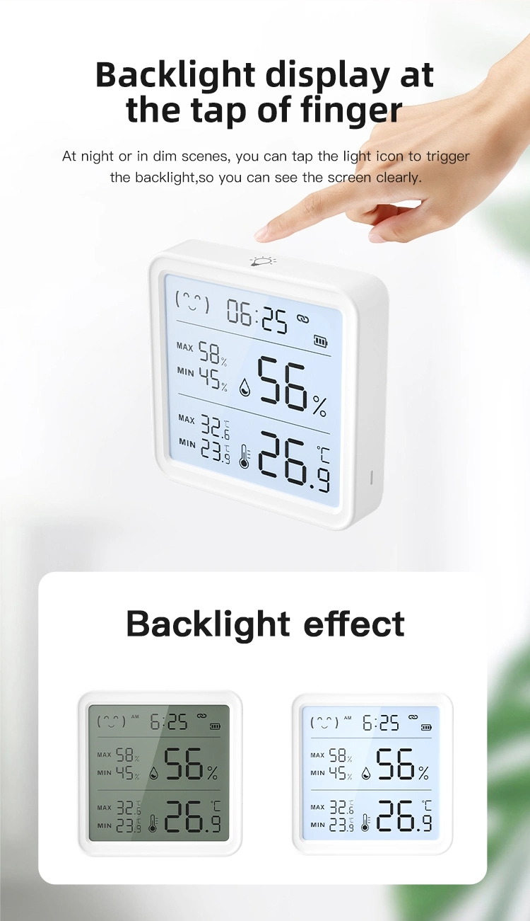 Minco Home Large Screen Smart Tuya WiFi Temperature Humidity Sensor with Backlight