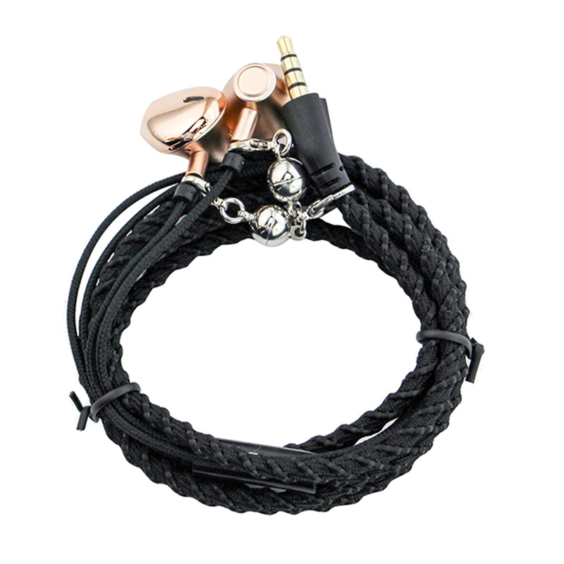 High Quality Headset Fabric Braided Bracelet Earphone for Mobile Phone with Mic