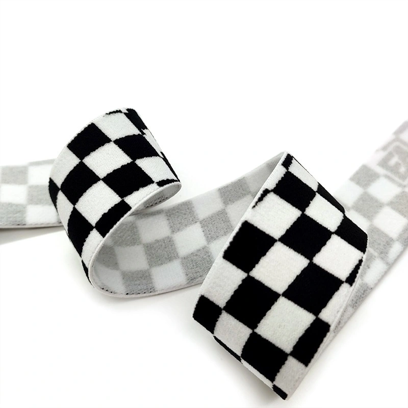 2,5 Zoll Schwarz und Weiß Jacquard Nylon elastische Gurtband für Skihelm