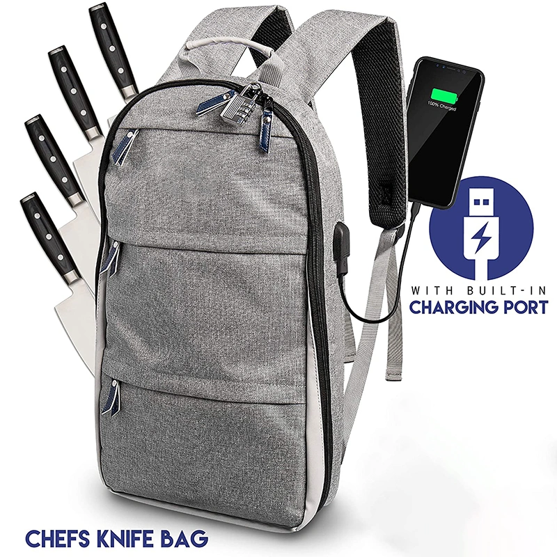 Anti-Theft Chefs Knife Backpack with USB Charge Chef Knife Bag