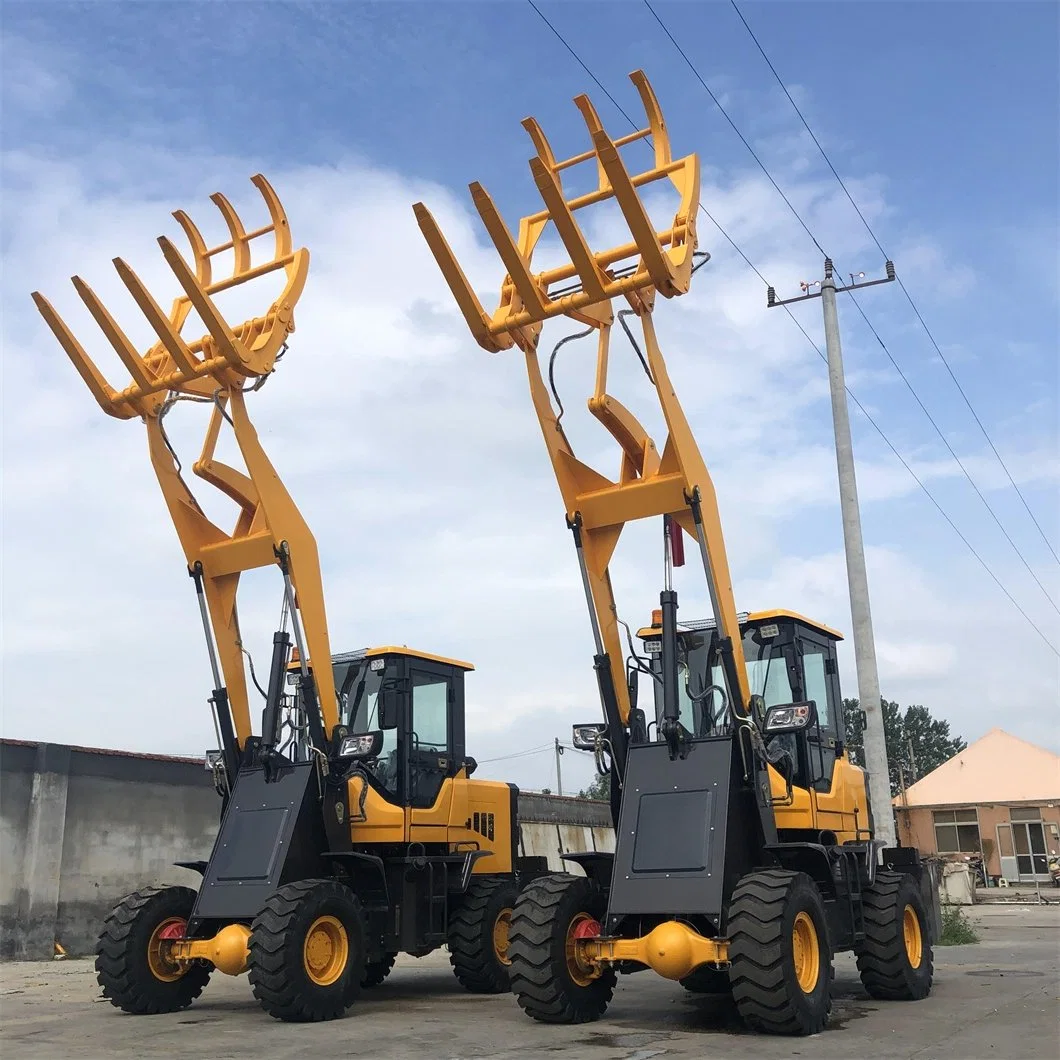 Petite chargeuse à roues 1/1.5/2 tonne Grabber à herbe 360° Log rotatif Grabber à quatre roues motrices chargeur diesel arbre Digger usine de gros machinerie de construction