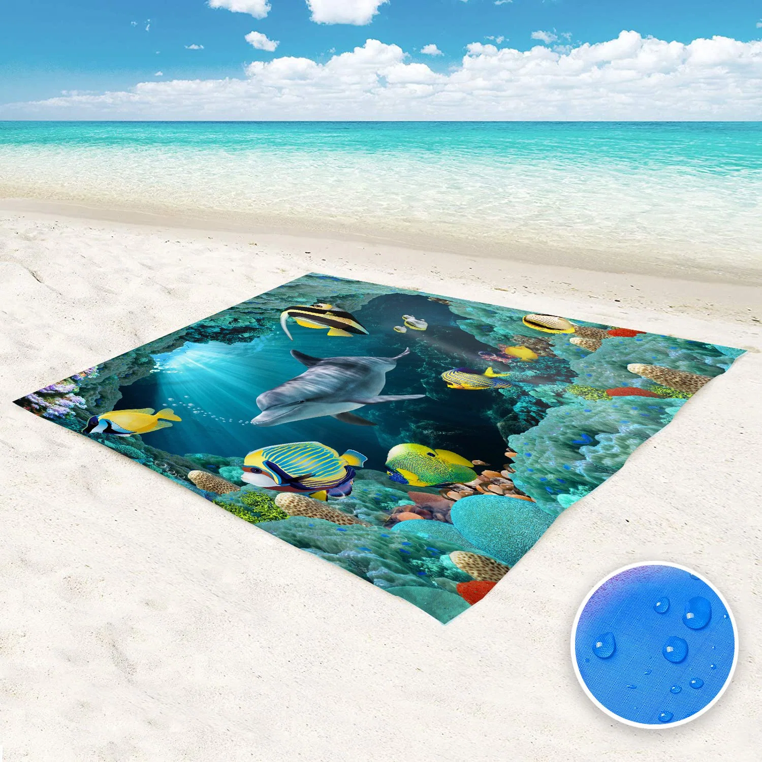 Outdoor Portable Sand Free Foldable Waterproof Camping Beach Mat Custom Logo Sand Proof Beach Blanket