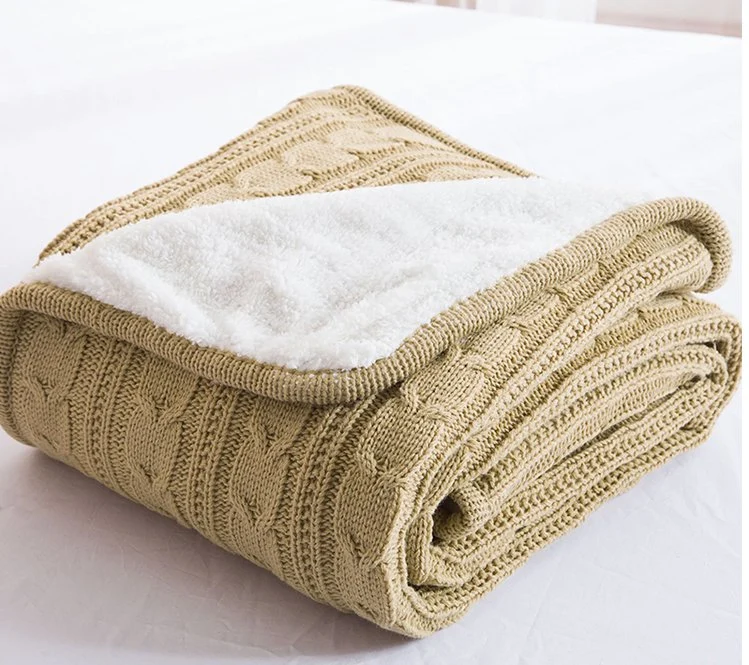 Pure Cotton Plush Blanket Sofa Nap Wool Woven Thickened Double-Layer Coral Wool Knitted Lamb Wool Blanket Quilt