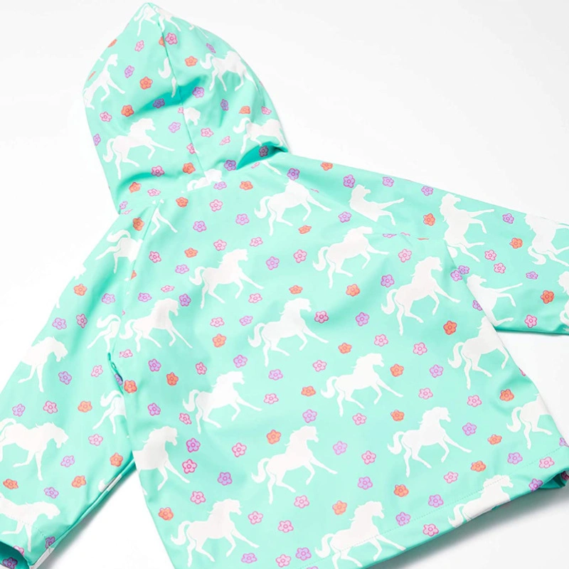 Imperméable pour enfant en PVC 100% polyester, veste imprimée pour l'extérieur.