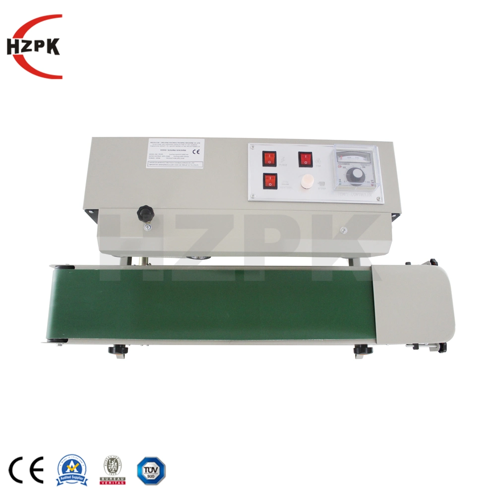 Hzpk Fr-900 Heat Seal Sealer Continue Ready Made Coffee Bags Filling Machines Mylar Plastic Bag Packing Sealing Machine for Noodles