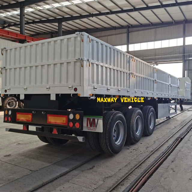 3 Axle 40 50 60 Ton Coal Transport Cage Side Wall Semi Drop Fence Log Box Van Cargo Trailer