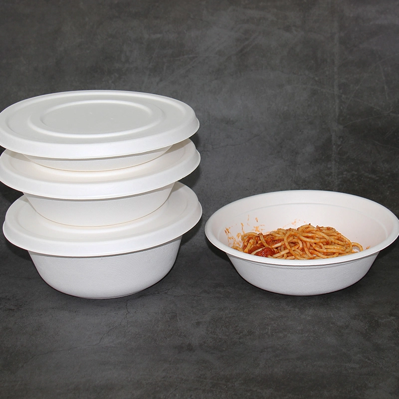 Eco Disposable Compostable 12oz 24oz 32oz 48oz Food Container with Lids Packaging Rice Soup Sugarcane Bagasse Paper Bowl