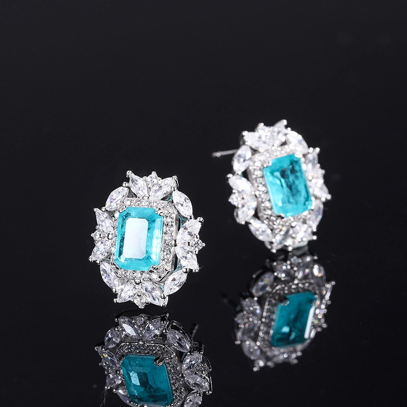 925 Sterling Silver Simulation Paraiba Jewelry Set Fashion Accessories