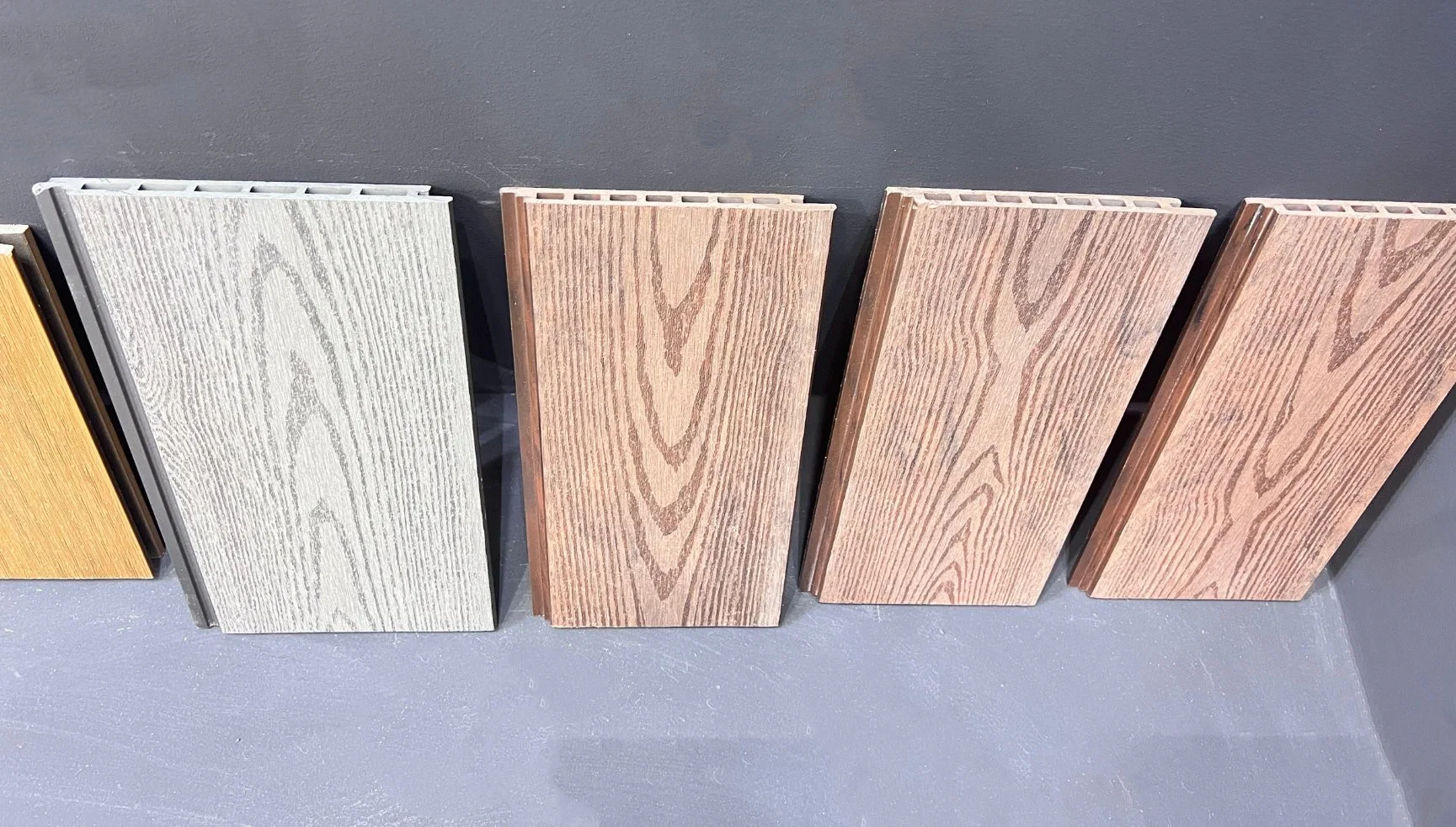 High quality/High cost performance  Grooving+Online Embossing/Sanding/Brushi Wood Veneer Panel Outdoor WPC Composite Wall Cladding