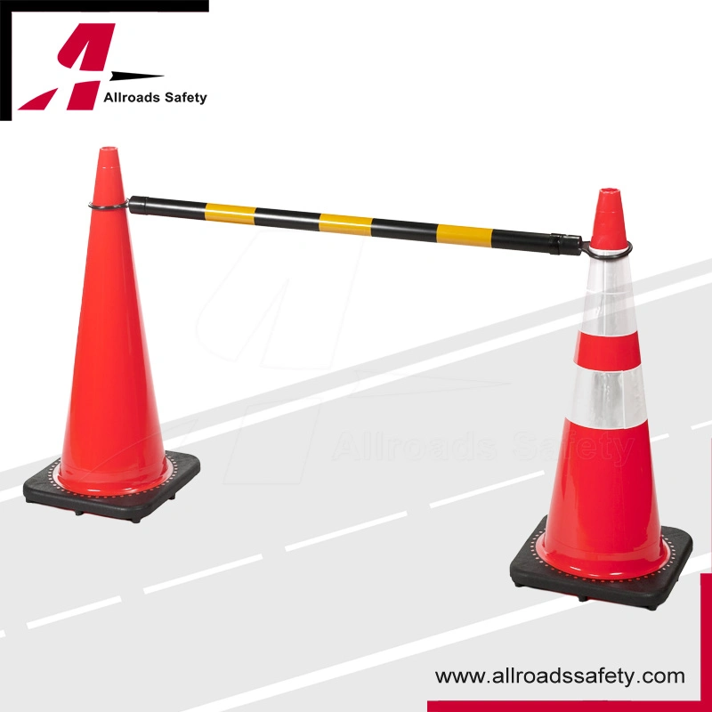 Black and Yellow Expandable Barrier Cone Bar for Traffic & Parking Lot Safety