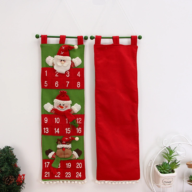 2023 Novo 27,5"X7.8" polegadas tema de Natal Plush travando a decoração do calendário para a decoração do Hotel