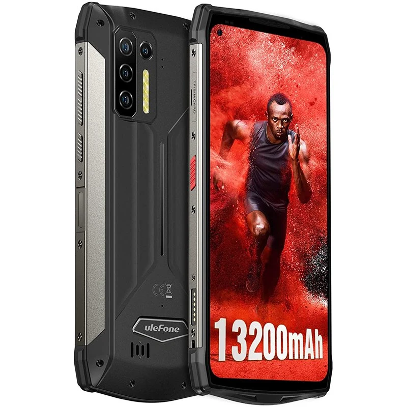 Uulefone for Power Armor 13 8GB/128GB Dual SIM Black Large Screen Waterproof Mobile Phone Smart Phones Super Long Standby Wireless Charging Beauty Camera 6000