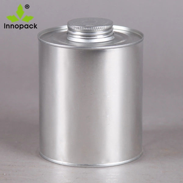 8oz/237ml Empty Round Metal Tin Can for 250g PVC Glue with Brush