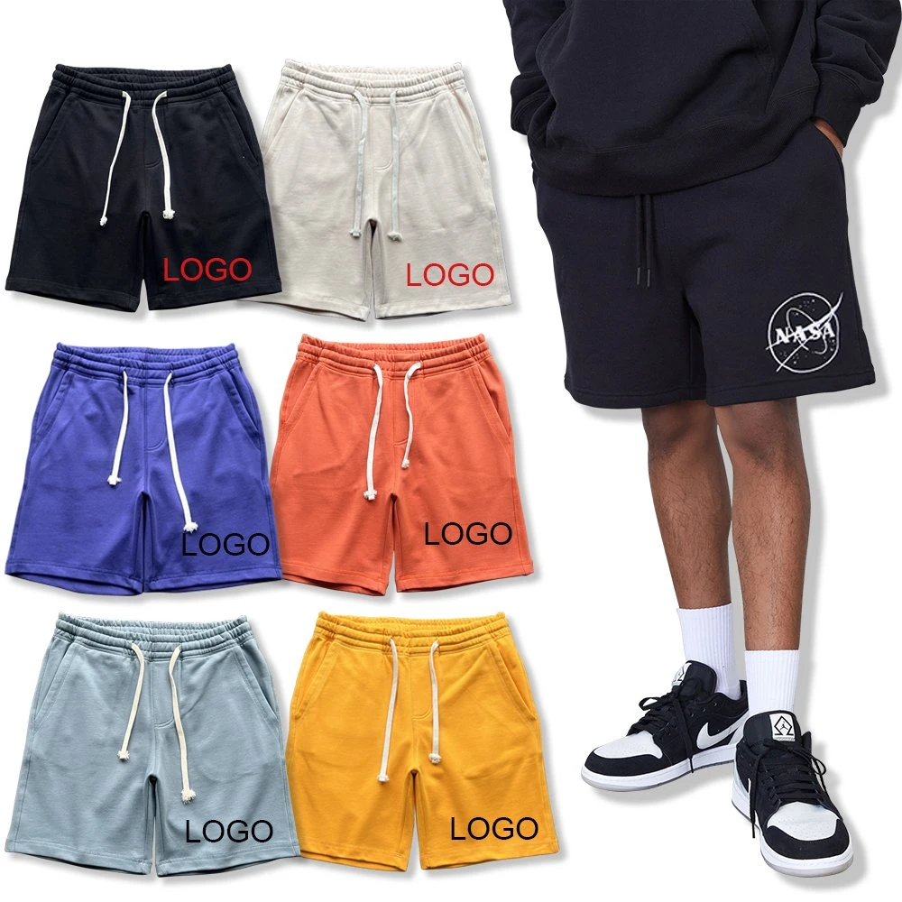 Custom Logo Print o bordado pantalones cortos de chándal al 100% algodón Pantalones cortos′ S de ropa de gimnasio para hombre