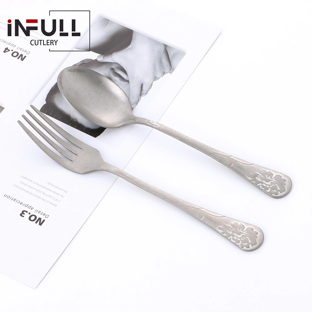 Best Sell Matte Stainless Steel Vintage Silverware Flatware Set Cutlery Sets